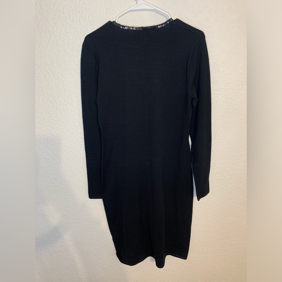 Ralph Lauren Vintage Meduim Silk Cotton Blend Knit Sweater Dress Sequins V Neck - Picture 7 of 8
